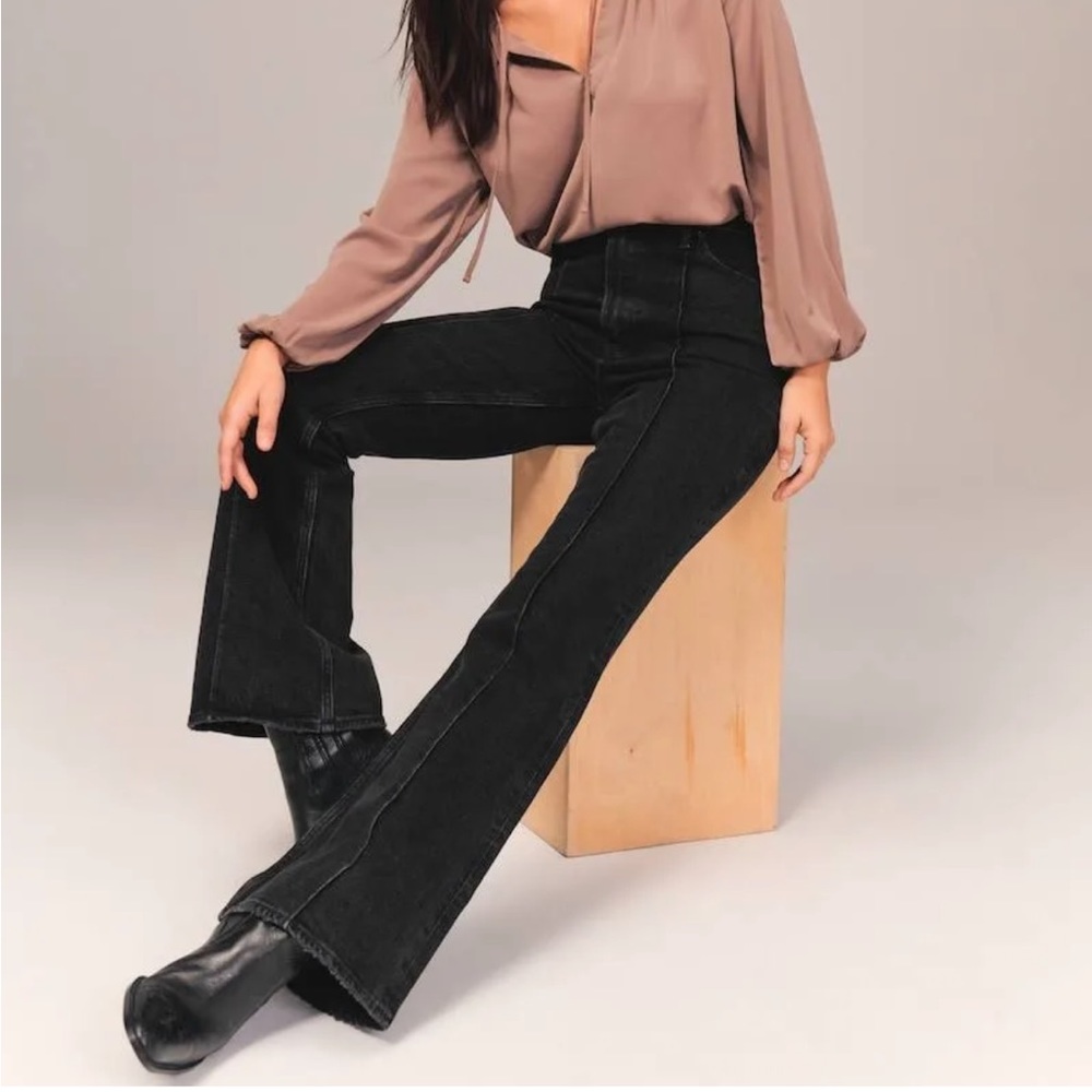 NWT Abercrombie & Fitch Flare High Rise Black Jeans Sz 27